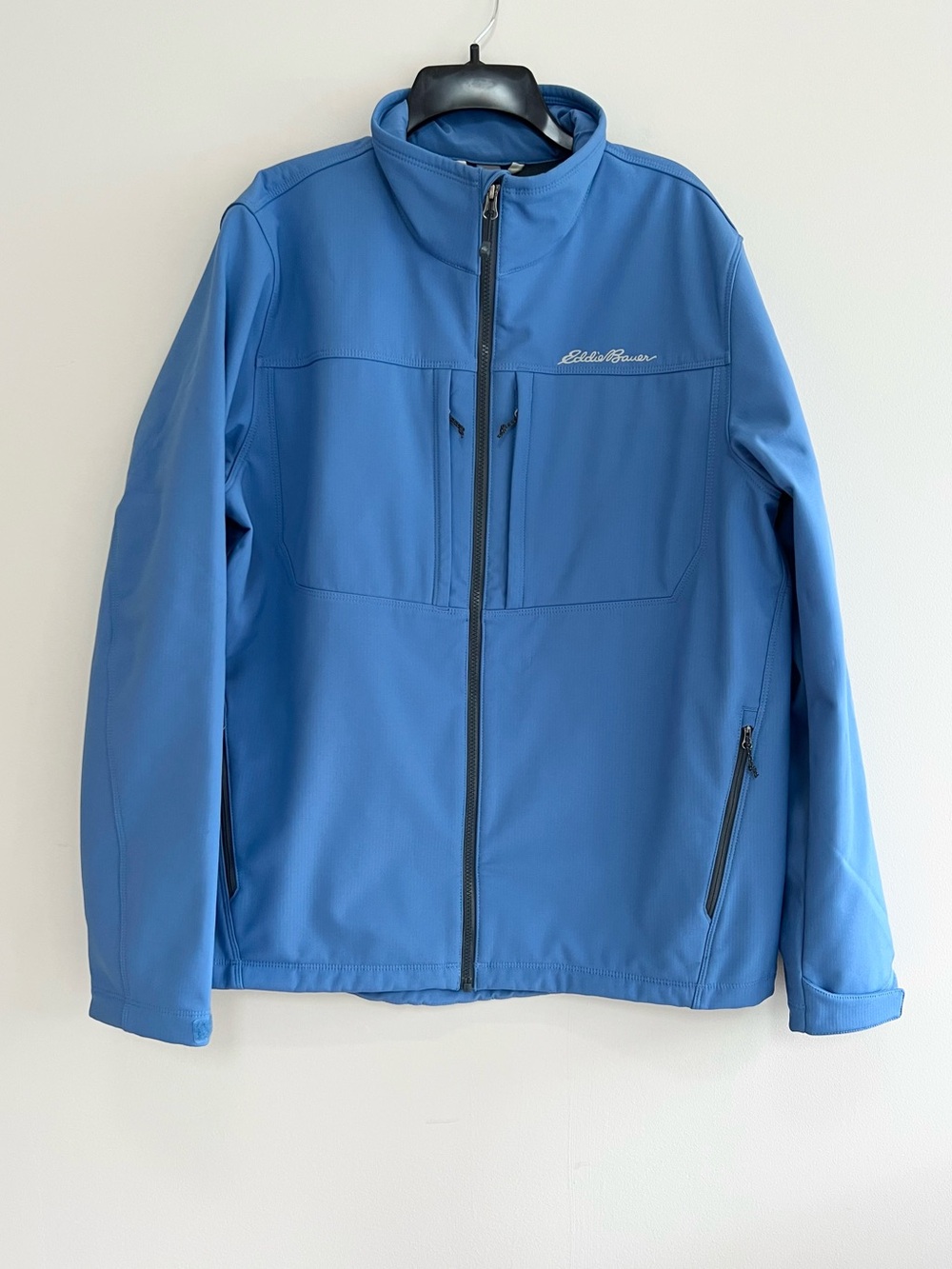 Eddie Bauer Windfoil Stretch Softshell Full-Zip Thermal Blue Jacket, Large